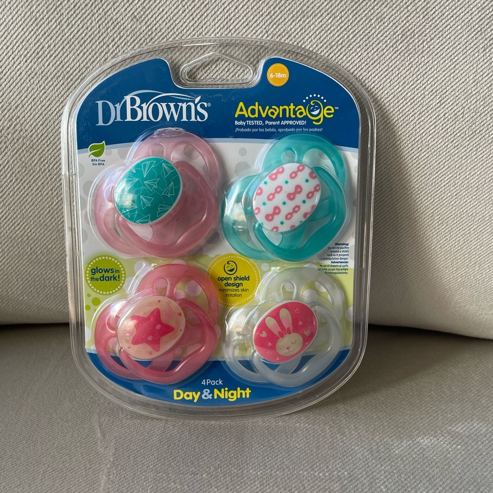 Dr. Brown's Advantage Symmetrical Pacifier with Air Flow, 4-Pack, 6-18m